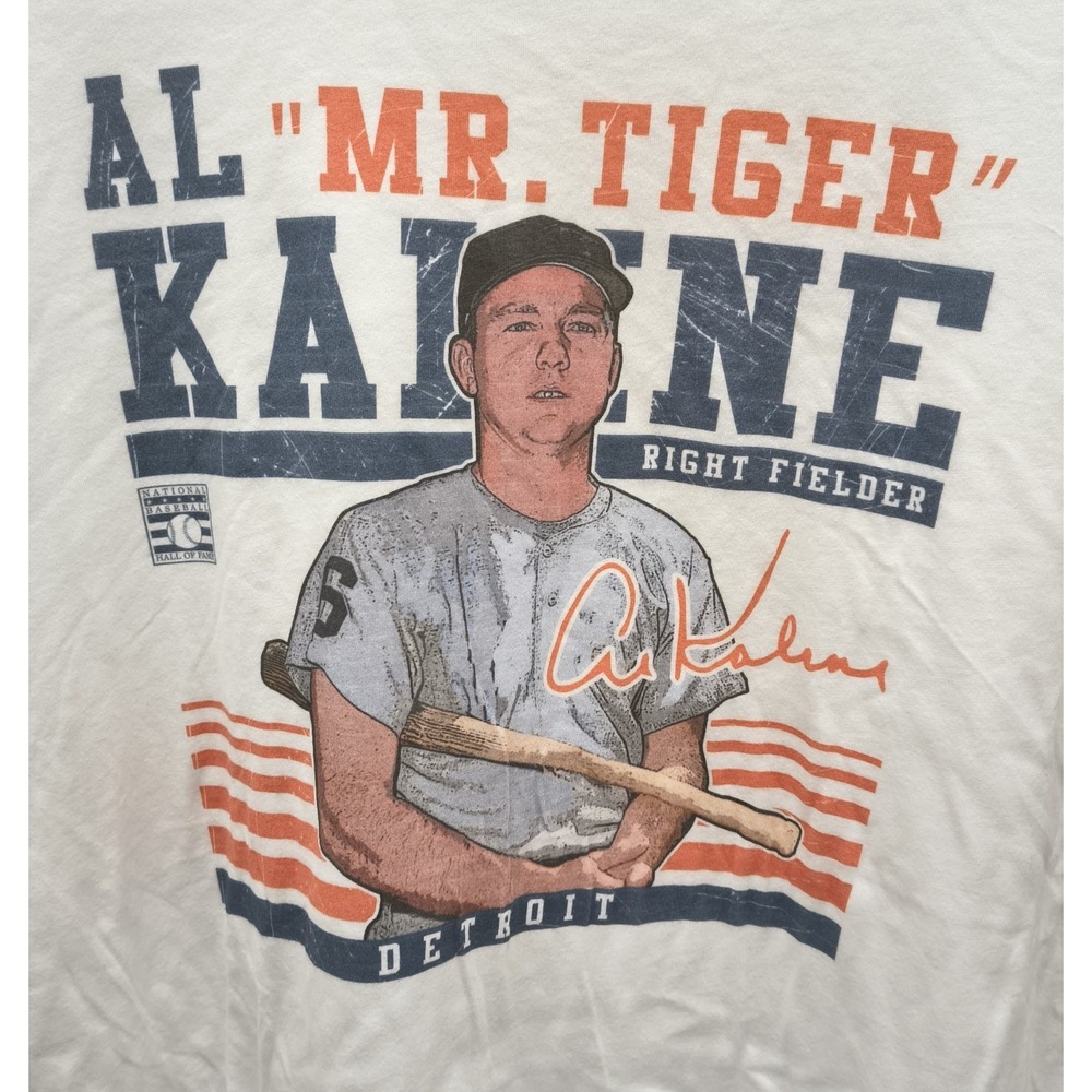 Al Kaline #6 Detroit Tigers Hall of Fame Retro Graphic Tee White 3XL - Picture 2 of 5